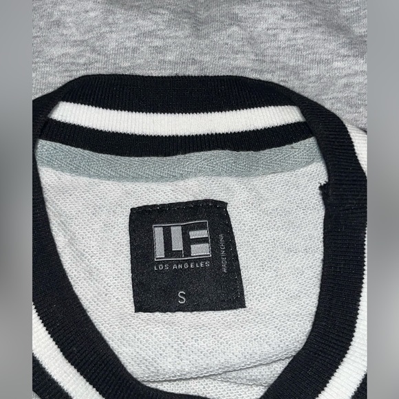 NWT LF the Brand Gray Yellow Varsity Patch Letter LF Cropped Sweatshirt Small - Picture 9 of 9